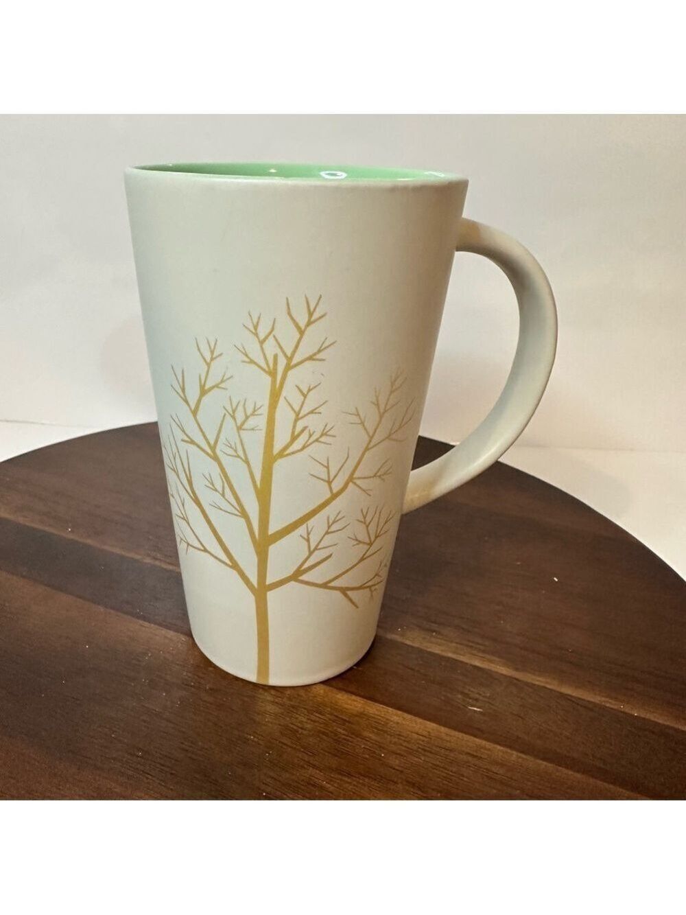 Rare Davids Tea White & Gold Tree 16oz Tall Mug Perfect Mug